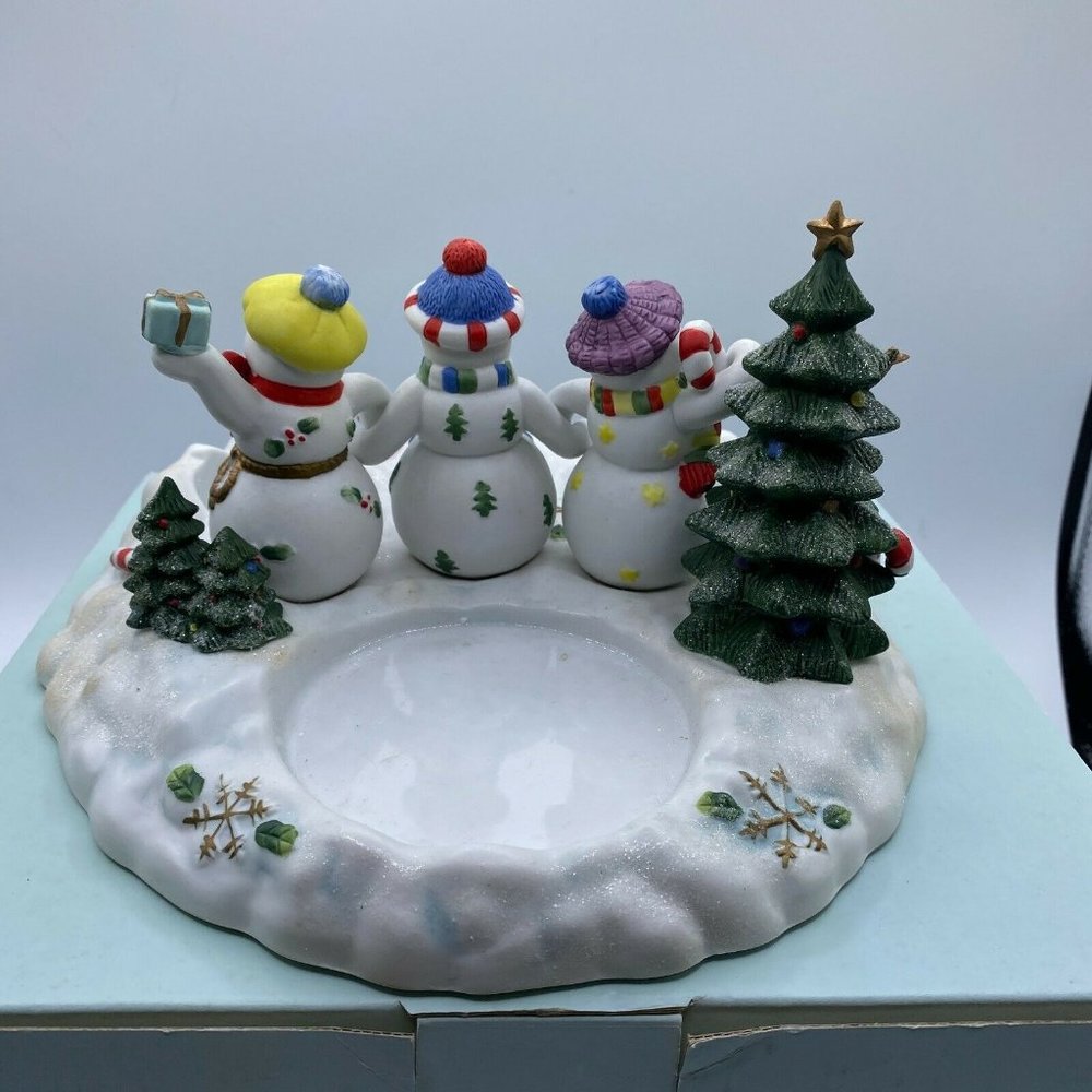 Partylite Snowbell Collection 3 Snowmen Trio Tea Light And Pillar Candle Holder - Picture 5 of 11